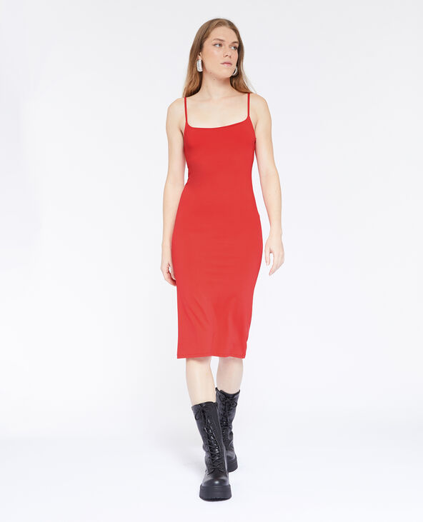 Robe midi avec fines bretelles rouge - Pimkie
