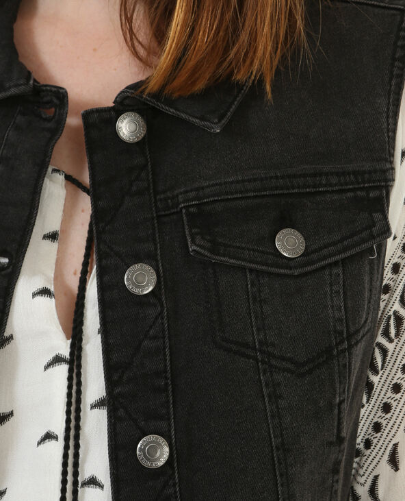 Veste en jean sans manches gris foncé - Pimkie