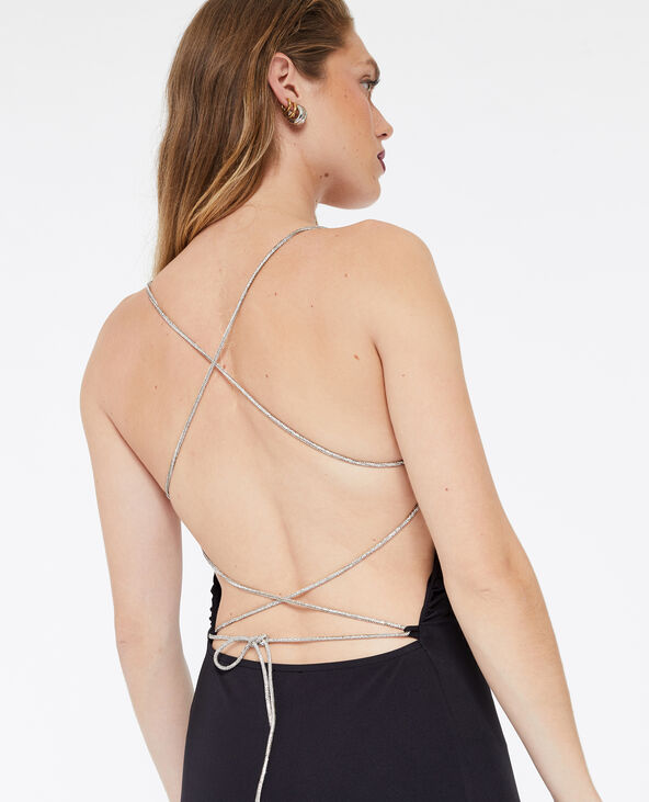 Robe courte dos-nu avec bretelles bijoux noir - Pimkie