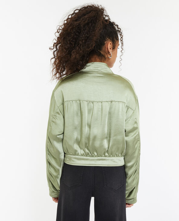 Bomber court en satin vert kaki - Pimkie