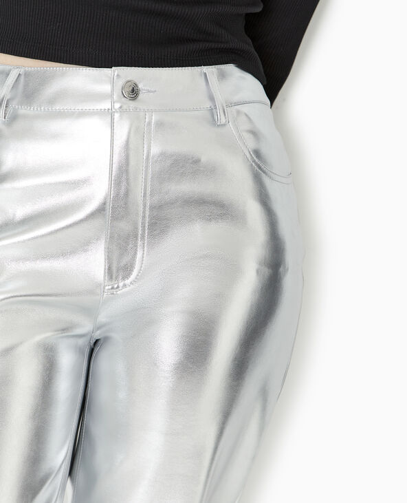 Pantalon en simili cuir argenté argenté - Pimkie