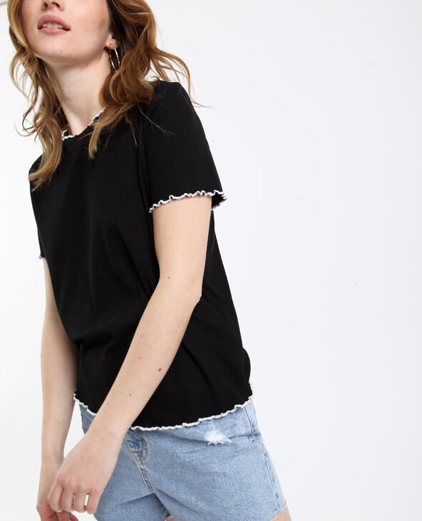T-shirt cotelé noir - Pimkie
