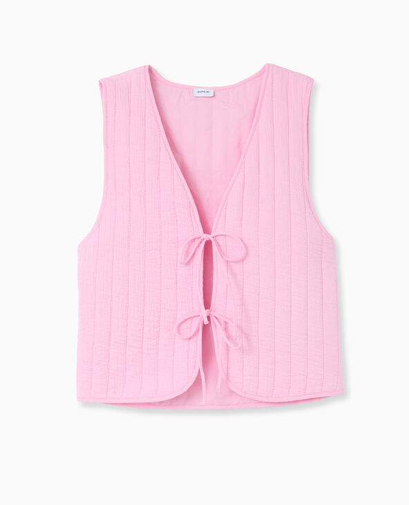 Veste sans manches en gaze de coton matelassée rose - Pimkie