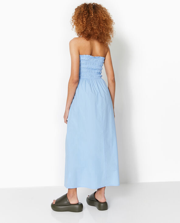 Robe longue bustier smocké bleu - Pimkie