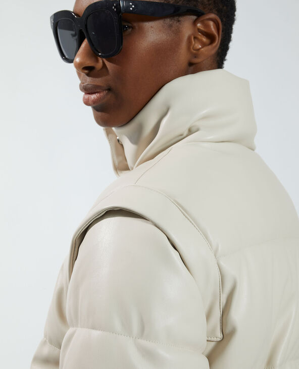 Doudoune en simili cuir beige - Pimkie