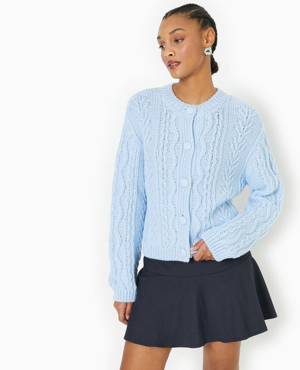 Gilet en maille fantaisie bleu - Pimkie