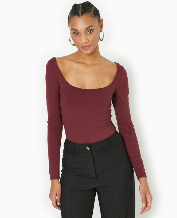 Top manches longues encolure danseuse bordeaux - Pimkie