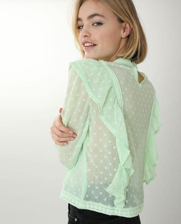 Blouse dentelle et volants vert - Pimkie