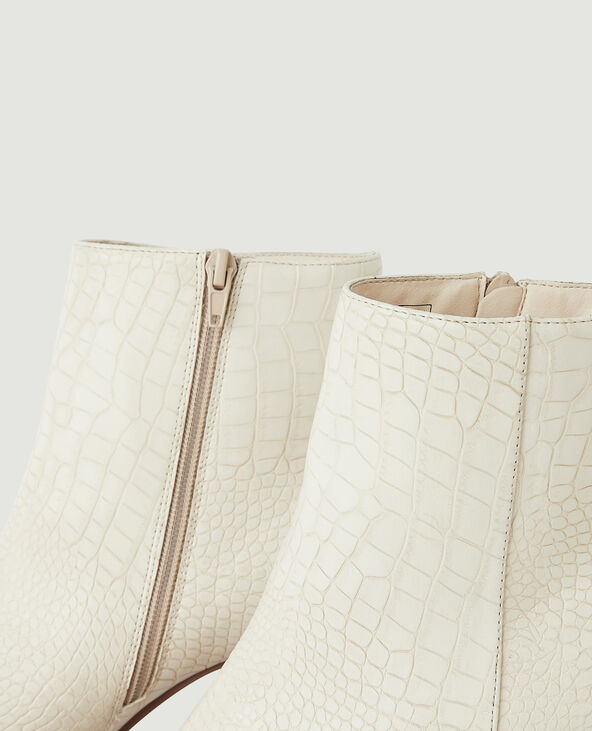 Bottines effet croco à talon blanc - Pimkie