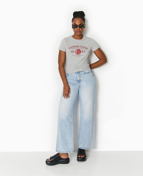 T-shirt ajusté avec print devant gris chiné - Pimkie