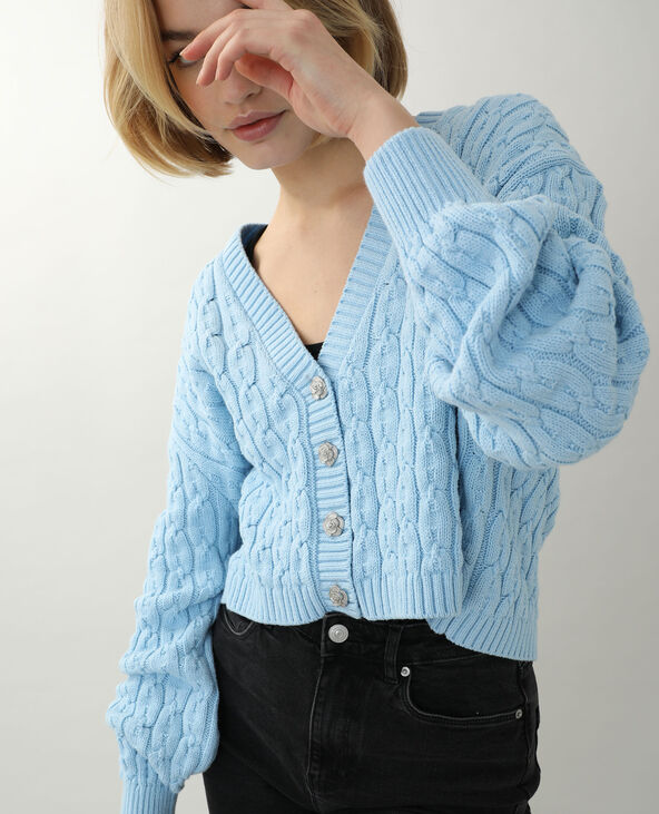Gilet torsadé court bleu clair - Pimkie