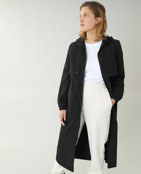 Manteau long coupe-vent noir - Pimkie
