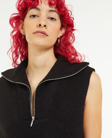 Pull sans manches à col camionneur noir - Pimkie