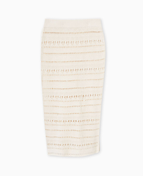 Jupe midi en maille ajourée façon crochet blanc - Pimkie