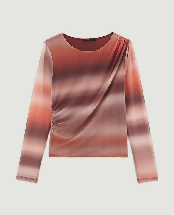 Top en tulle avec fronces rose clair - Pimkie