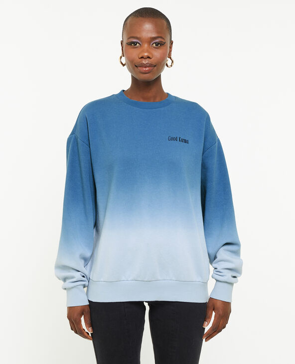 Sweat oversize dégradé et brodé bleu - Pimkie