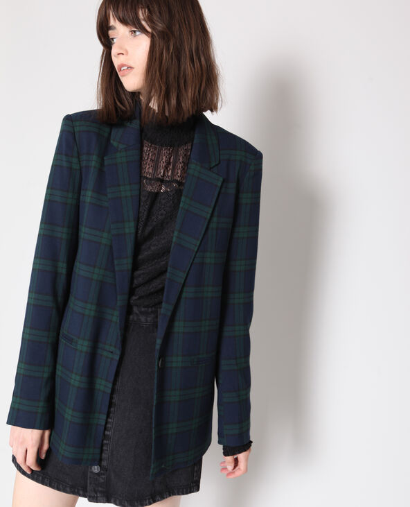 Blazer à carreaux noir - Pimkie