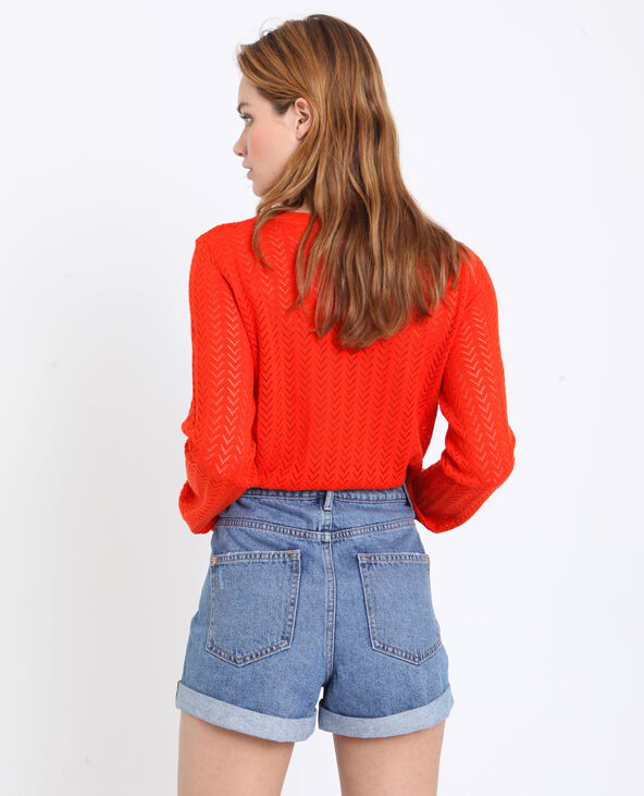 Gilet en maille ajourée orange - Pimkie
