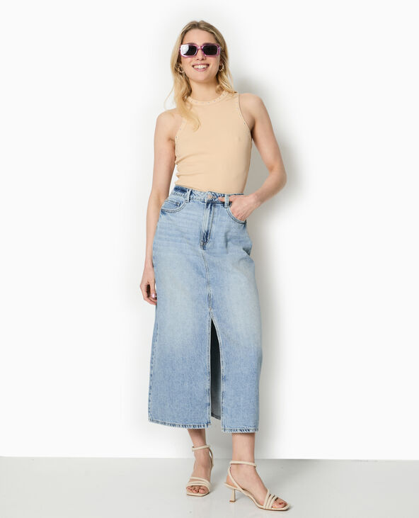 Jupe longue en jean bleu - Pimkie