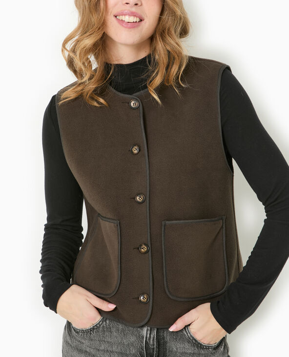 Veste sans manches en polaire marron - Pimkie