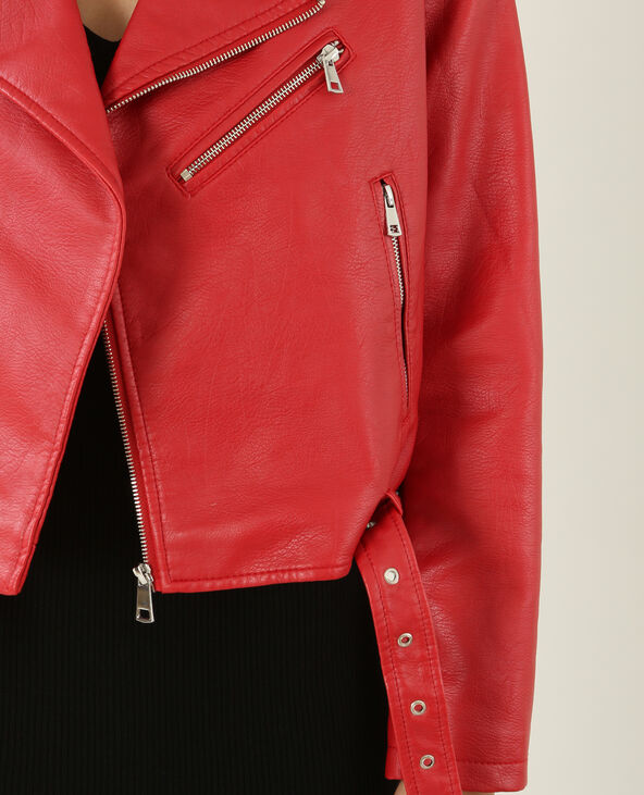 Veste biker à message rouge - Pimkie