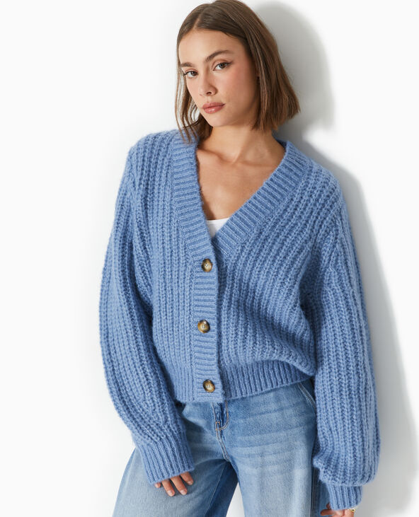 Gilet grosses mailles bleu - Pimkie