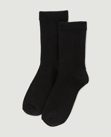 Paire de chaussettes en maille fantaisie ajourée noir - Pimkie