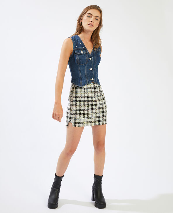 Gilet denim clouté sans manches bleu - Pimkie