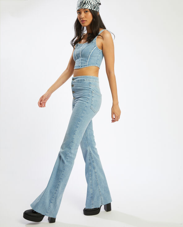 Jean flare taille haute bleu - Pimkie