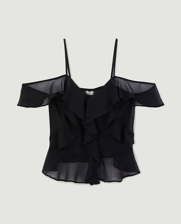 Top avec volants noir - Pimkie