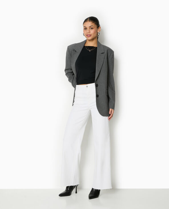 Jean wide taille haute bas coupés blanc - Pimkie
