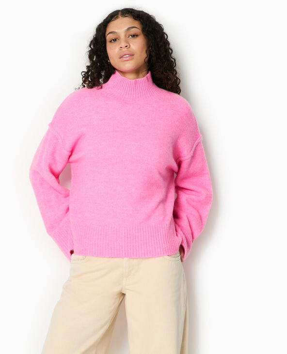 Pull col montant manches larges rose - Pimkie