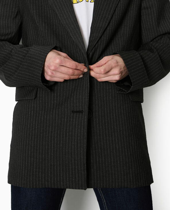 Veste blazer rayé oversize gris - Pimkie