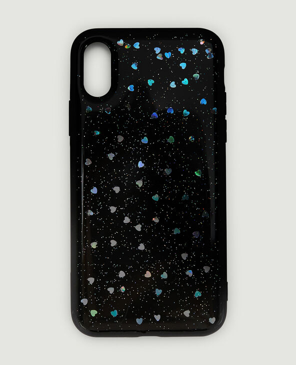 Coque iPhone "cœurs" noir - Pimkie