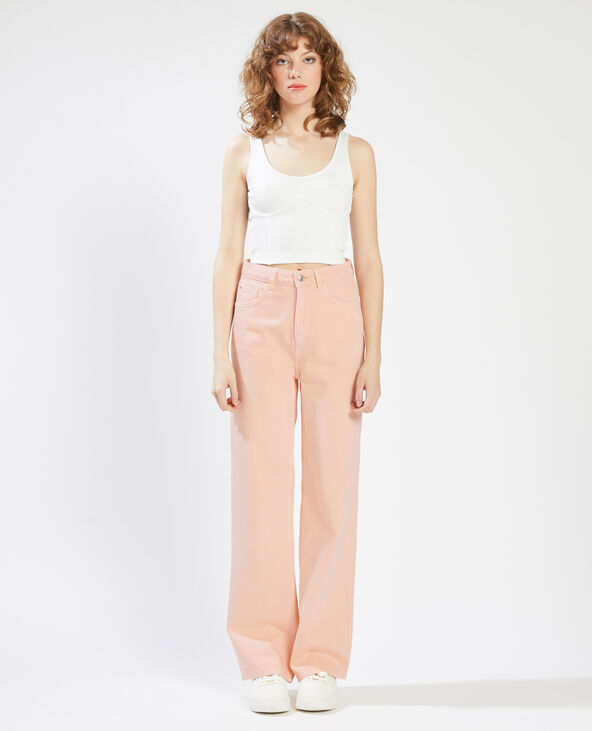 Jean droit taille haute couleur rose clair - Pimkie