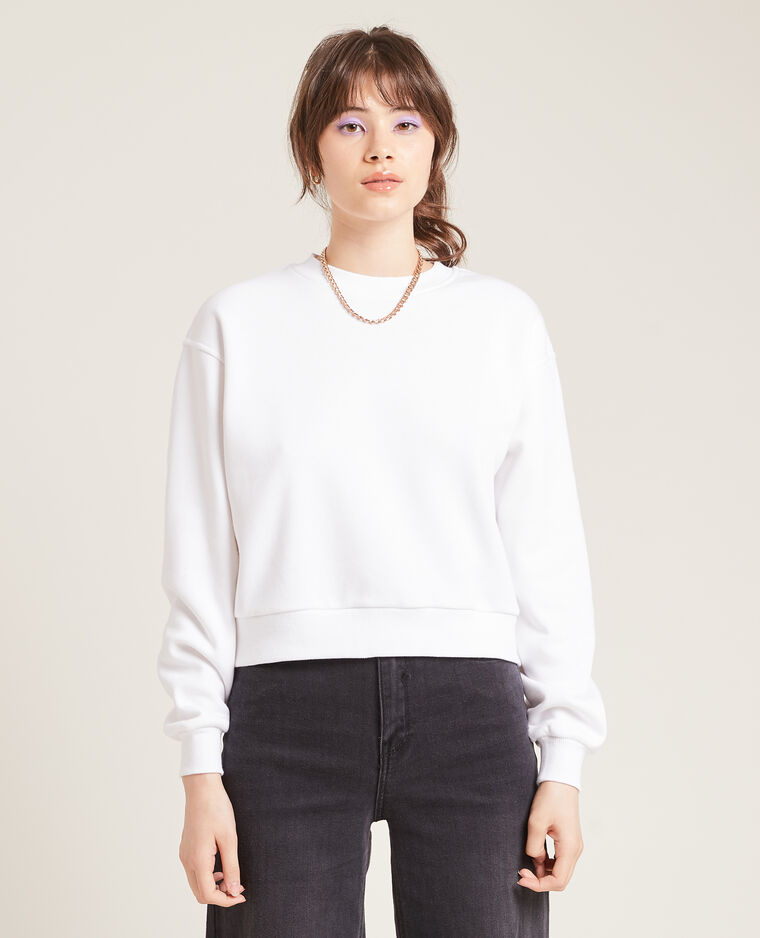 Sweat court en molleton blanc - Pimkie