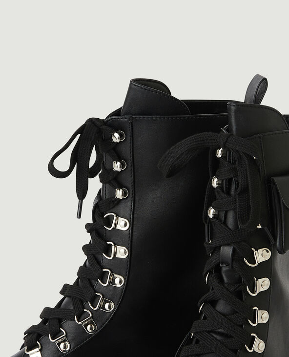 Bottines simili cuir style rangers noir - Pimkie
