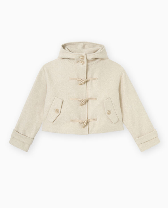 Manteau court effet drap de laine avec capuche beige - Pimkie