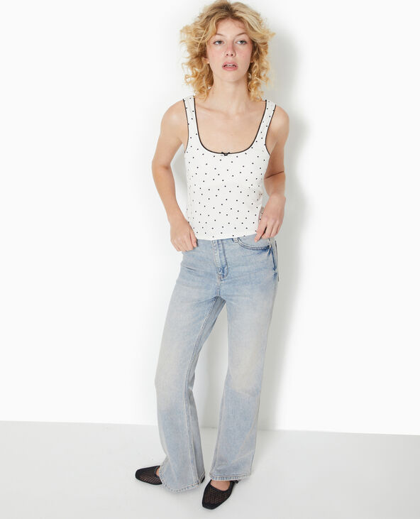 Débardeur court avec nœud motif pois noir - Pimkie