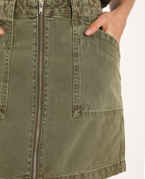 Jupe en jean zippée taupe - Pimkie