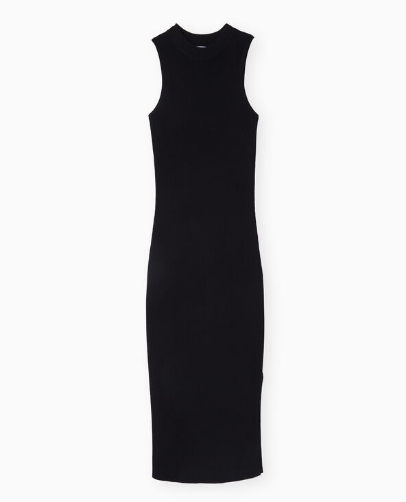 Robe longue et moulante en maille côtelée noir - Pimkie