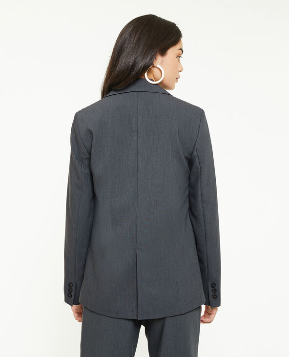 Veste blazer droite avec poches gris foncé - Pimkie