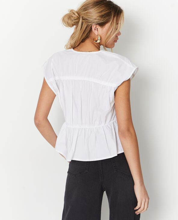 Blouse sans manches avec liens à nouer et fronces blanc - Pimkie