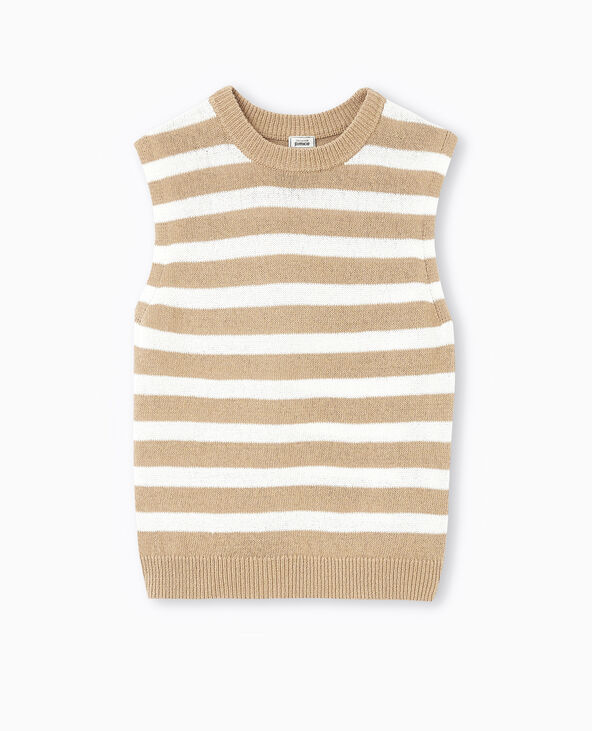 Pull sans manches rayé beige - Pimkie