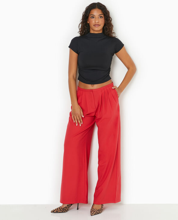 Pantalon large et droit avec pinces rouge - Pimkie