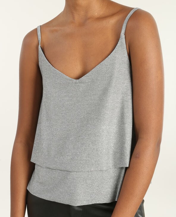 Top shiny fines bretelles gris foncé - Pimkie