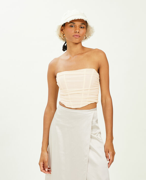 Corset bustier avec tulle beige - Pimkie