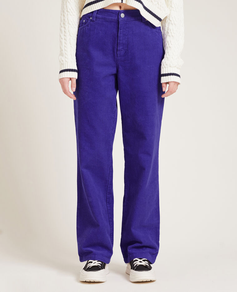 Pantalon droit en velours côtelé violet - Pimkie