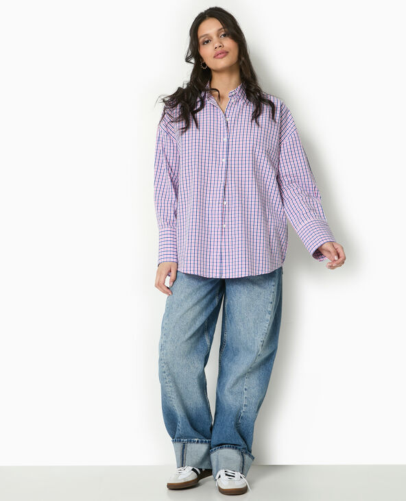 Chemise oversize à carreaux bleu marine - Pimkie