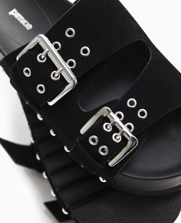 Mules compensées avec brides et œillets noir - Pimkie